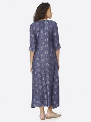 Blue printed viscose kurtas-and-kurtis 2