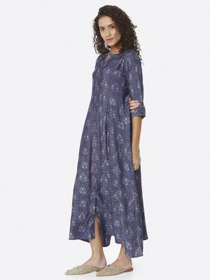 Blue printed viscose kurtas-and-kurtis 3
