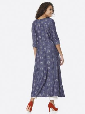 Blue printed viscose kurtas-and-kurtis 2