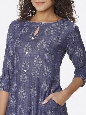 Blue printed viscose kurtas-and-kurtis 5
