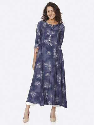 Blue printed viscose kurtas-and-kurtis 1