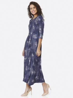 Blue printed viscose kurtas-and-kurtis 3