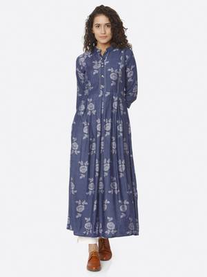 Blue printed viscose kurtas-and-kurtis 1