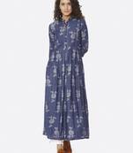 Blue printed viscose kurtas-and-kurtis