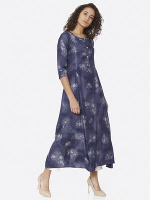 Blue printed viscose kurtas-and-kurtis 4