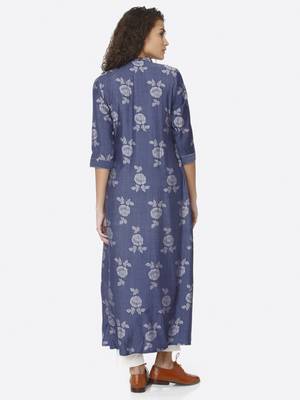 Blue printed viscose kurtas-and-kurtis 2