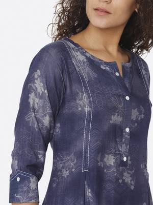 Blue printed viscose kurtas-and-kurtis 5