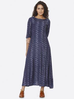 Blue printed viscose kurtas-and-kurtis 1