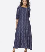 Blue printed viscose kurtas-and-kurtis