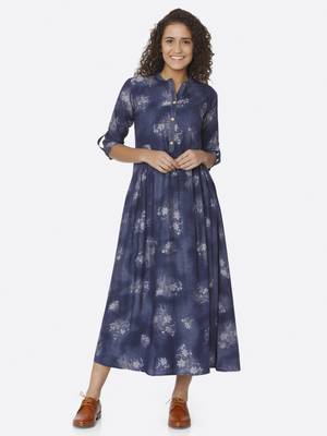 Blue printed viscose kurtas-and-kurtis 1
