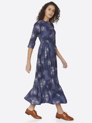 Blue printed viscose kurtas-and-kurtis 3