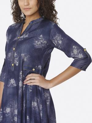 Blue printed viscose kurtas-and-kurtis 5