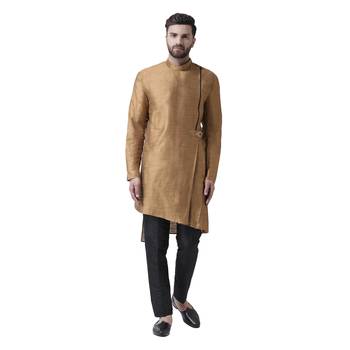 Gold Embroidered Silk Men Kurta 1