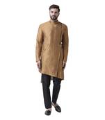 Gold Embroidered Silk Men Kurta