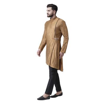 Gold Embroidered Silk Men Kurta 2
