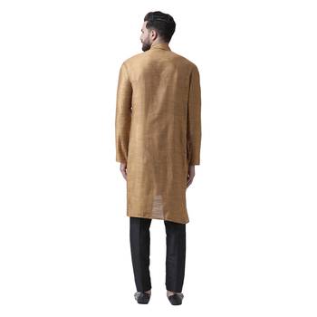 Gold Embroidered Silk Men Kurta 3