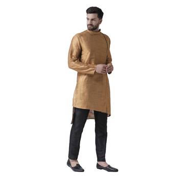 Gold Embroidered Silk Men Kurta 4