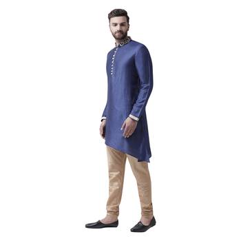 Blue Embroidered Silk Men Kurta 2