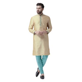 Beige Woven Silk Men Kurta 1