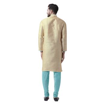 Beige Woven Silk Men Kurta 3