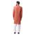 Orange Plain Silk Blend Men Kurta