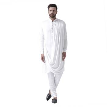 White Plain Pure Viscose Rayon Kurta Pajama 1