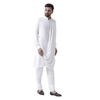 White Plain Pure Viscose Rayon Kurta Pajama 2