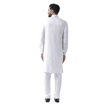 White Plain Pure Viscose Rayon Kurta Pajama 3