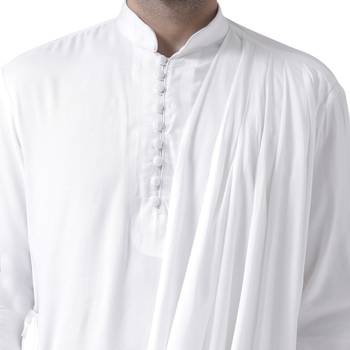 White Plain Pure Viscose Rayon Kurta Pajama 4