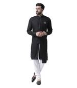 Black Plain Pure Viscose Rayon Kurta Pajama
