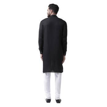 Black Plain Pure Viscose Rayon Kurta Pajama 3