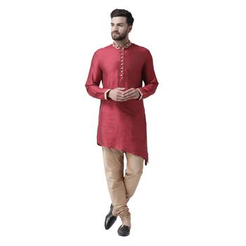Maroon Embroidered Silk Kurta Pajama 1