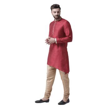 Maroon Embroidered Silk Kurta Pajama 2