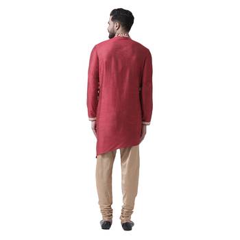 Maroon Embroidered Silk Kurta Pajama 3