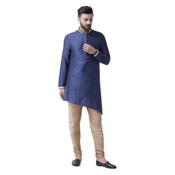 Blue Embroidered Silk Kurta Pajama 1