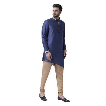 Blue Embroidered Silk Kurta Pajama 2
