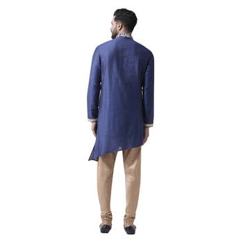 Blue Embroidered Silk Kurta Pajama 3