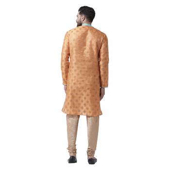 Orange Plain Silk Kurta Pajama 3