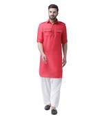 Pink Plain Jute Kurta Pajama