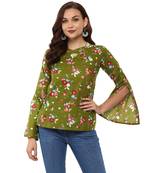 Green Indian Tunic Tops girls Cotton Floral Print Top