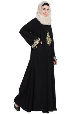 Black Plain Crepe Abaya 4