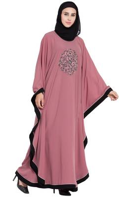 Pink Plain Crepe Abaya 5