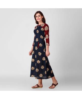 Maroon Kalmkari Patch Dress 1