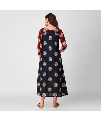Maroon Kalmkari Patch Dress 2