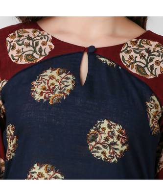 Maroon Kalmkari Patch Dress 3