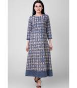 Indigo Dabu-printed Cotton Dress