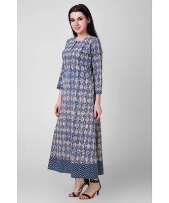 Indigo Dabu-printed Cotton Dress 2