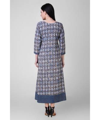 Indigo Dabu-printed Cotton Dress 3