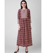 Rust Dabu-Printed Cotton Dress