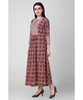 Rust Dabu-Printed Cotton Dress 2